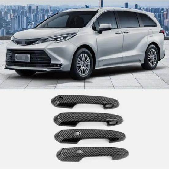 Carbon Fiber Door Handle Cover Trim For -2025 Toyota Sienna Accessories