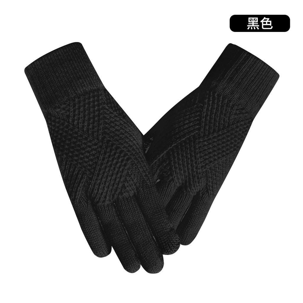 Warme Strickhandschuhe für Damen im Winter Radfahren Büro Einfache Kältefeste Doppellagige Touchscreen-Handschuhe