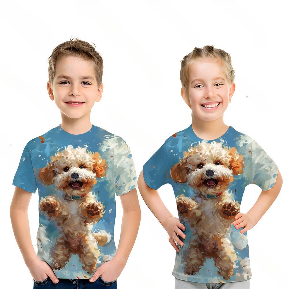 Kids Clothing Cute Dog 3D Printed Boys T Shirt O Neck Animal Graphic T-Shirts Summer Girls Short Sleeve Tops Children's Tees