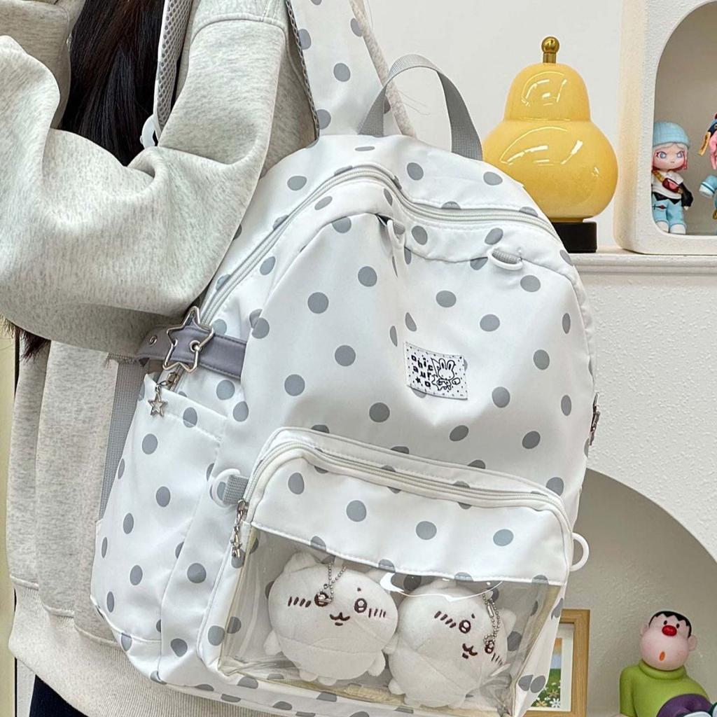 Schoolbag Korean Version Ins Cartoon Cute Polka Dot Backpack Women's Large-capacity Bar Millet Pain Bag Baby Bag Versatile Backpack