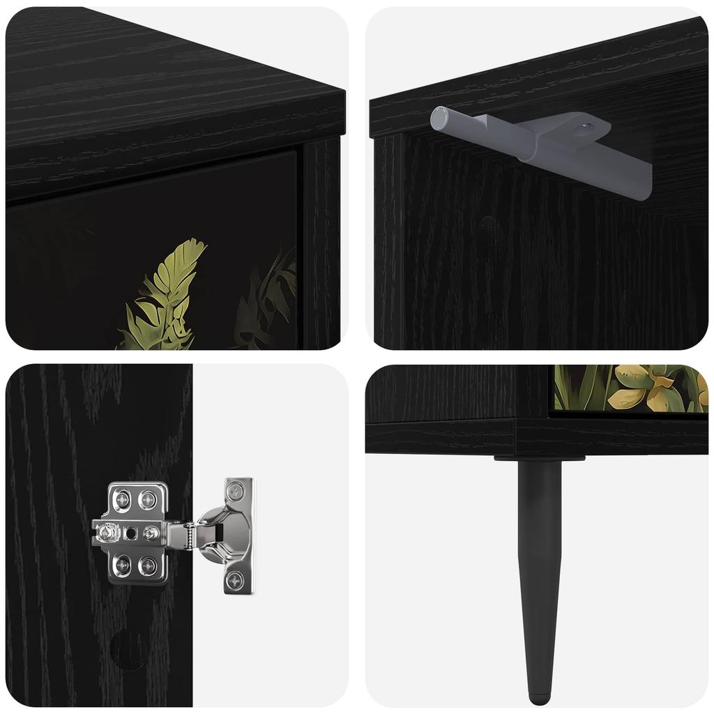RHENEN Nightstand 2 Pcs Black Oak Effect 36 X 33 X 51 Cm