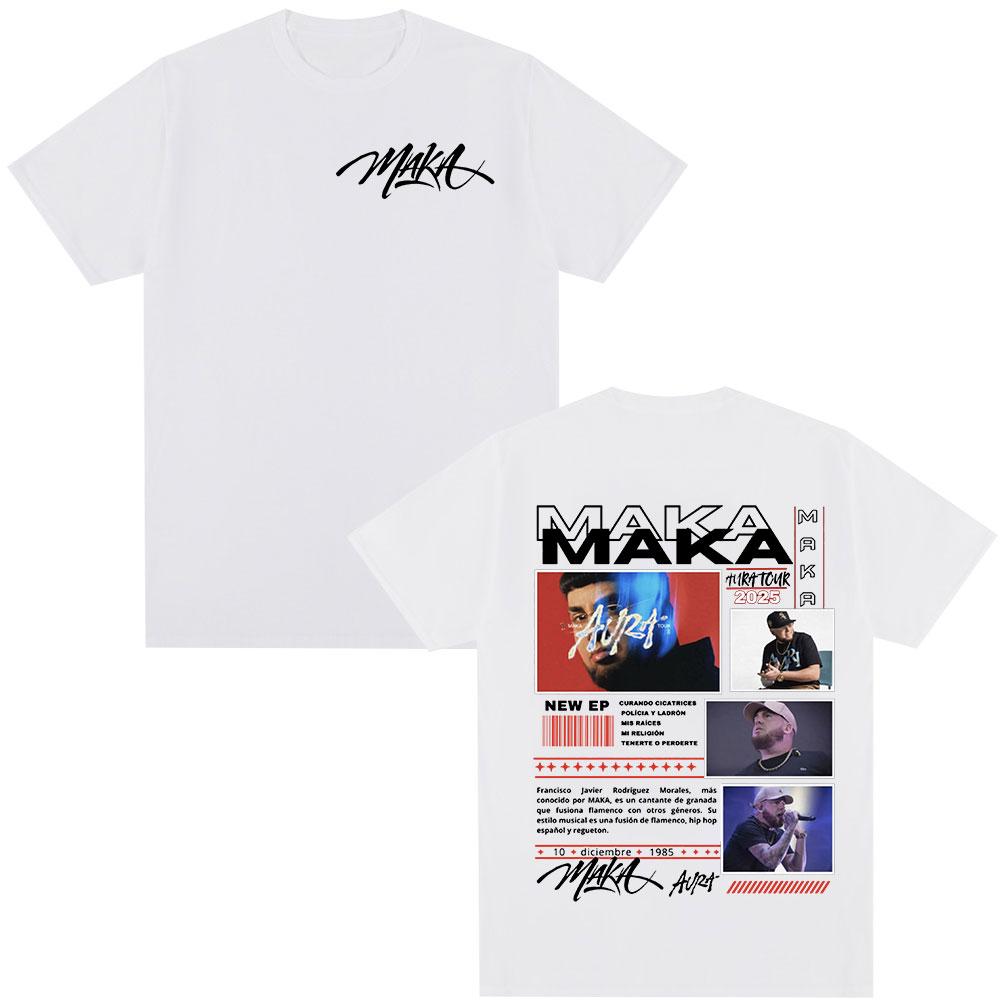 Rapzanger Maka Aura Tour Merchandise T-shirt Zomer Heren Y2K Mode Luxe Comfortabele Kwaliteit Oversized T-shirt