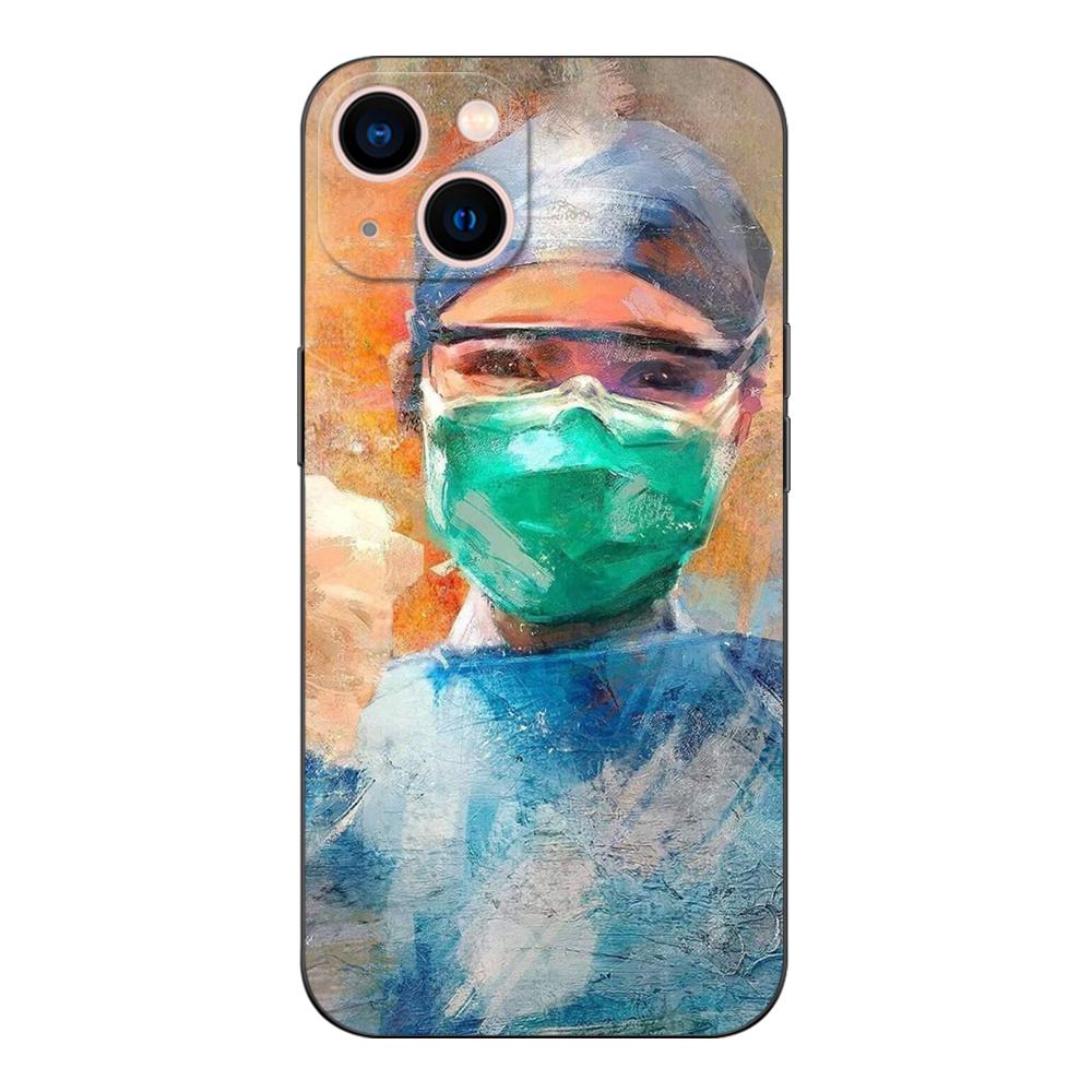 Schwarze TPU-Hülle für Samsung Galaxy A50 50S A30S A10 A01 A11 A21S A31 A41 A51 A71 Hülle Krankenpflege Kunst Zeichnung