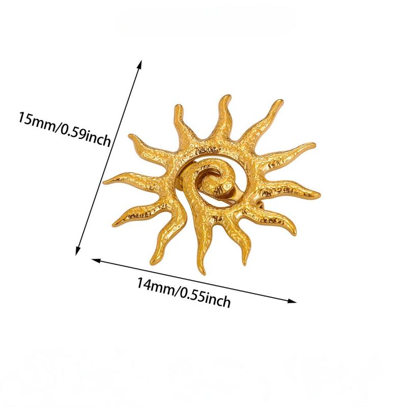 1Pcs Geometric Spiral Sun Flower Decor Pins Gold Color Elegant Women'S Brooch Stainless Steel Waterproof Party Wedding Jewelry