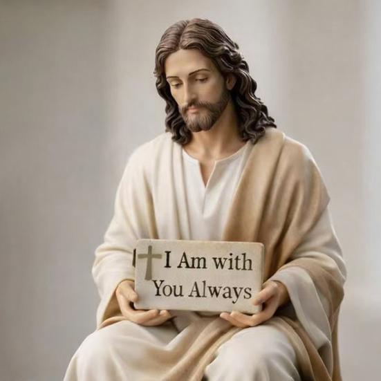Jesus Resin Desk Figurine Handmade Stiting Jesus Christ Statue for Car Dashboard Home Office Table Decor Christian Religious Gift for Family Friends