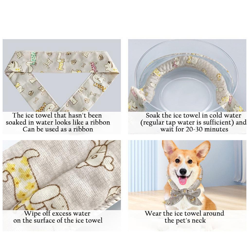 Summer Dog Collar Cool Pet Dog Cooling Bandana Adjustable Ice Scarf Cute Print Dog Cooling Collar Heatstroke Pet Dog Accessories