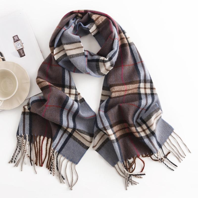Diamond Pattern Men's Imitation Cashmere Scarf Autumn and Winter Commuting Neck Protection Cold Neck Scarf High End Warm Shawl