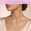 Geometric Alloy Necklace Earrings Set For Wedding With Water Drill Pendants
