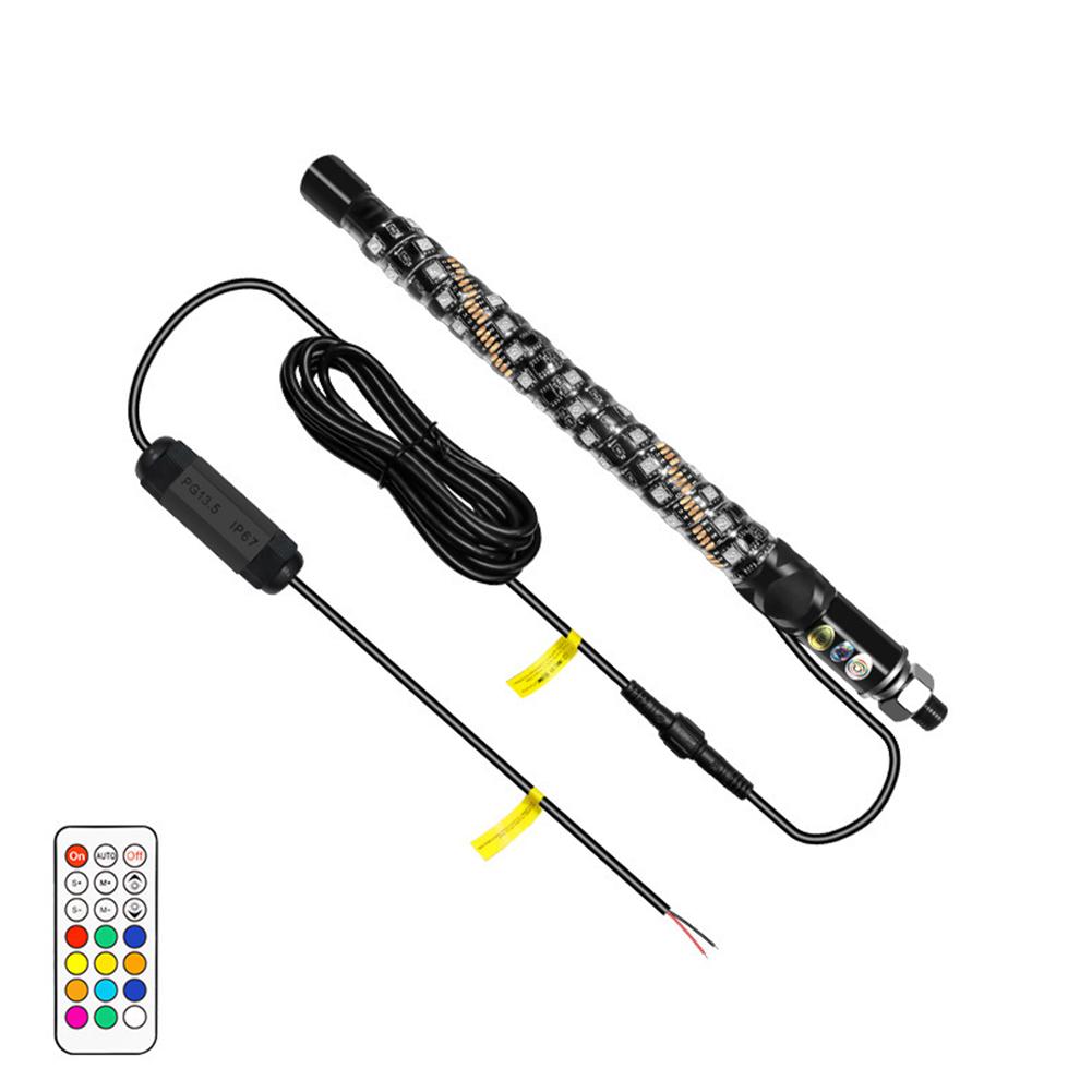 LED Flagpole Lights Colorful Flagpole Spiral Antenna Whips Lights 30cm/1ft Remote Control for UTV ATV Off Road Truck Sand Buggy