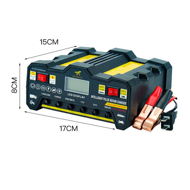 12V24V 220W nabíječka autobaterií, plně automatická vysokofrekvenční inteligentní pulzní nabíječka pro opravu, vysokovýkonná nabíječka s LCD displejem