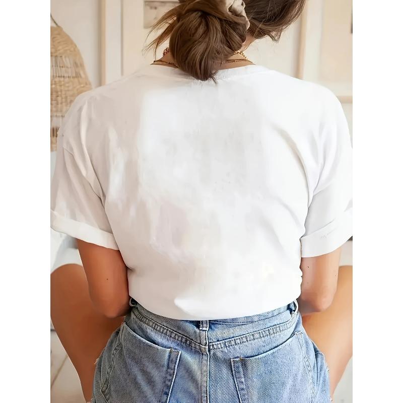T-shirt d'été décontracté pour femme - Taille européenne - Motif papillon doré - Impression « Butterfly Butterfly », Manches courtes, Col rond, Tissu léger