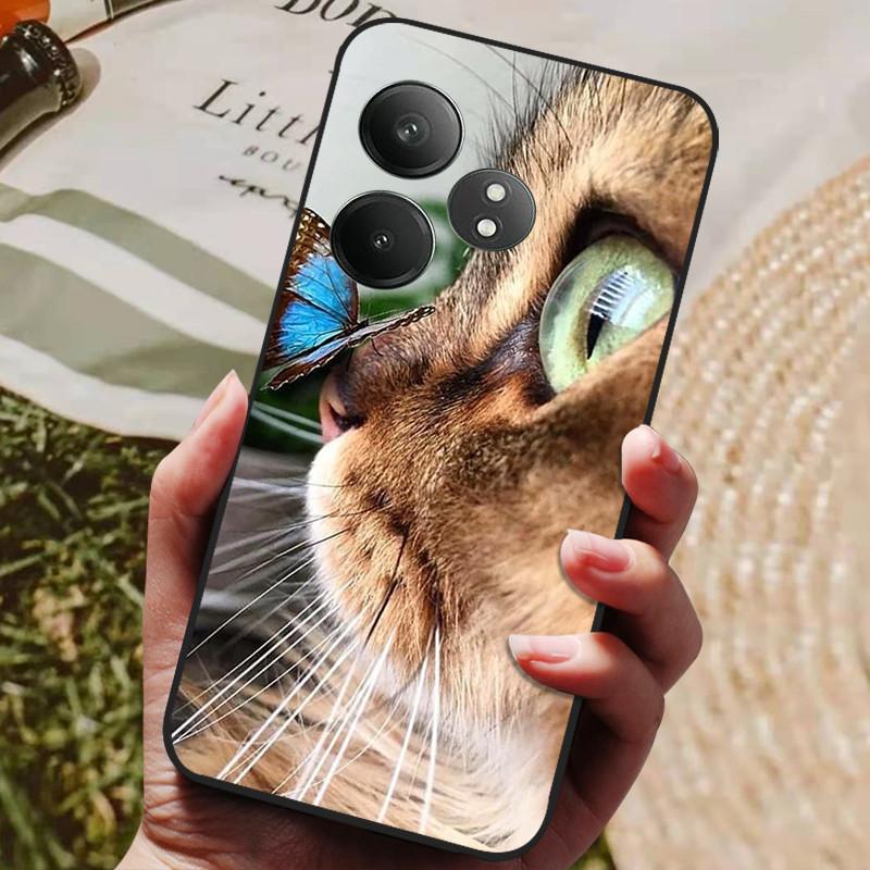 Capa de Telefone Para Realme GT 6 Case Silicone Preto Bumper Macio TPU Coque para Realme GT 6T Case Protetor Funda Realme GT6 GT6T Bolsa