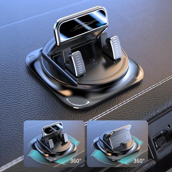 Instrumentpanel Biltelfonhållare 360 Grader Roterbar Telefonhållare med Halkfri Matta Enhandshantering Parkerings-ID-Plåthållare för IPhone för Android