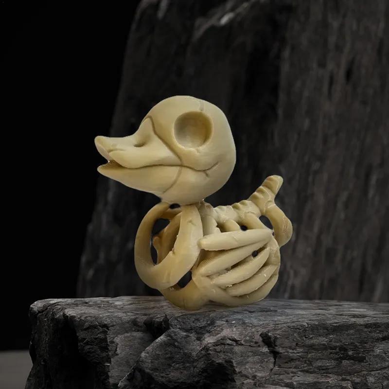 Halloween Skeleton Statue Decor Realistic Skeleton Duck Figurine Spooky Collectible Duck Ornaments Car Decorations Accessories