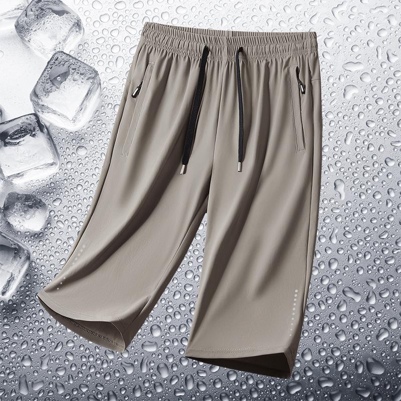 Ice Silk 7-inch Pants for Men In Summer, Thin, Loose, Casual, Straight Leg, Youth, Breathable, Quick Drying Shorts, Men's Sports Pants