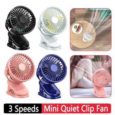 Automotive Electric Quiet Fan USB Charging Small Stroller Fan 360° Adjustable 3 Speeds Mini Hand Clip On Desk Fan For Home Desk