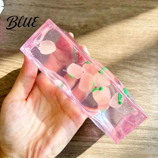 Stress Relief Clear Stick Toy Shapeable Fruit Bar Squeeze Toy No Rebound Soft Stretchy Fidget Strip for Relaxation