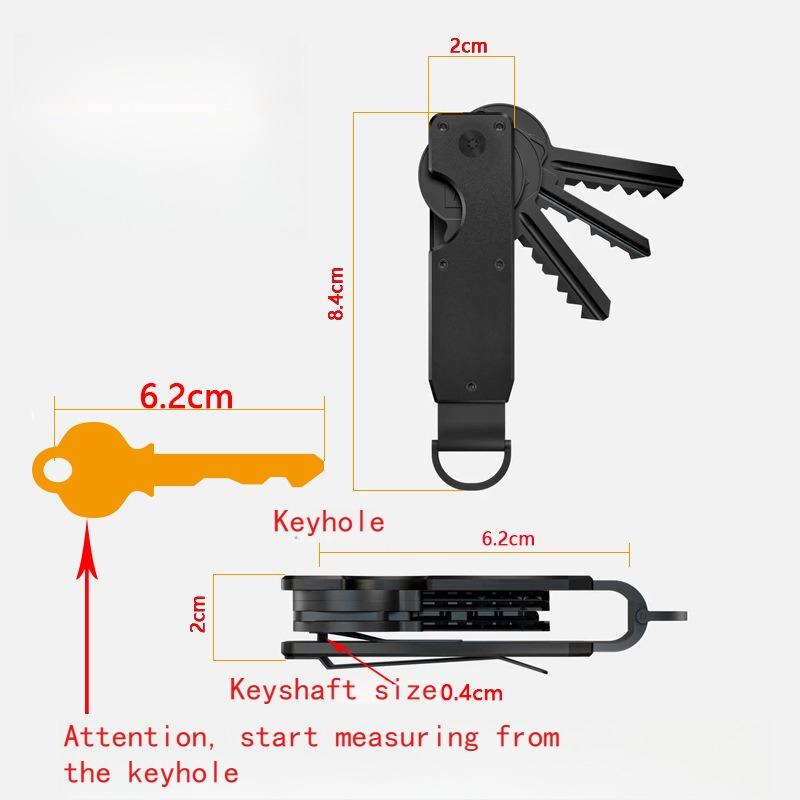 Key Organizer Holder Folding Case Holder Keychain Secures Aluminum Alloy Pocket Organization Tool Key