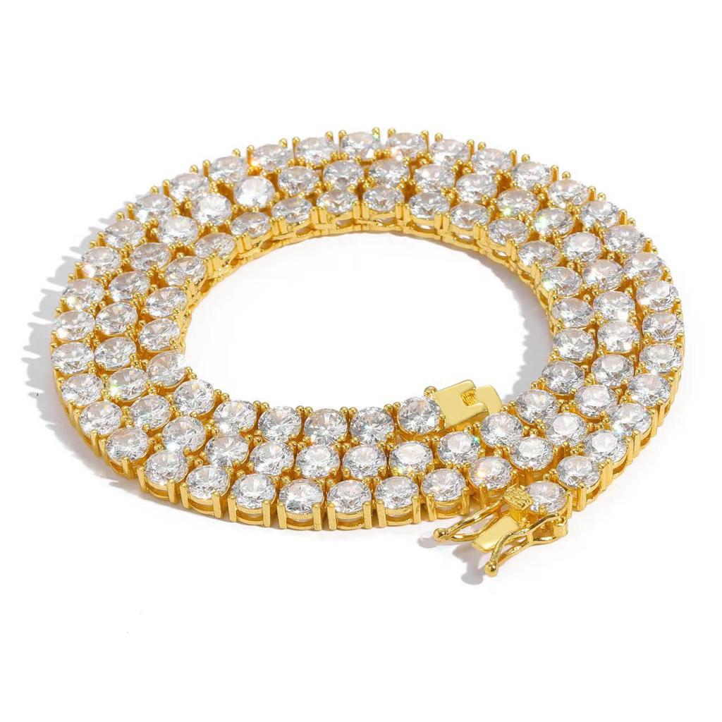 Men's High-End 4mm 5mm Zircon Tennis Necklace - Luxurious Diamond-Accented Jewelry Accessory