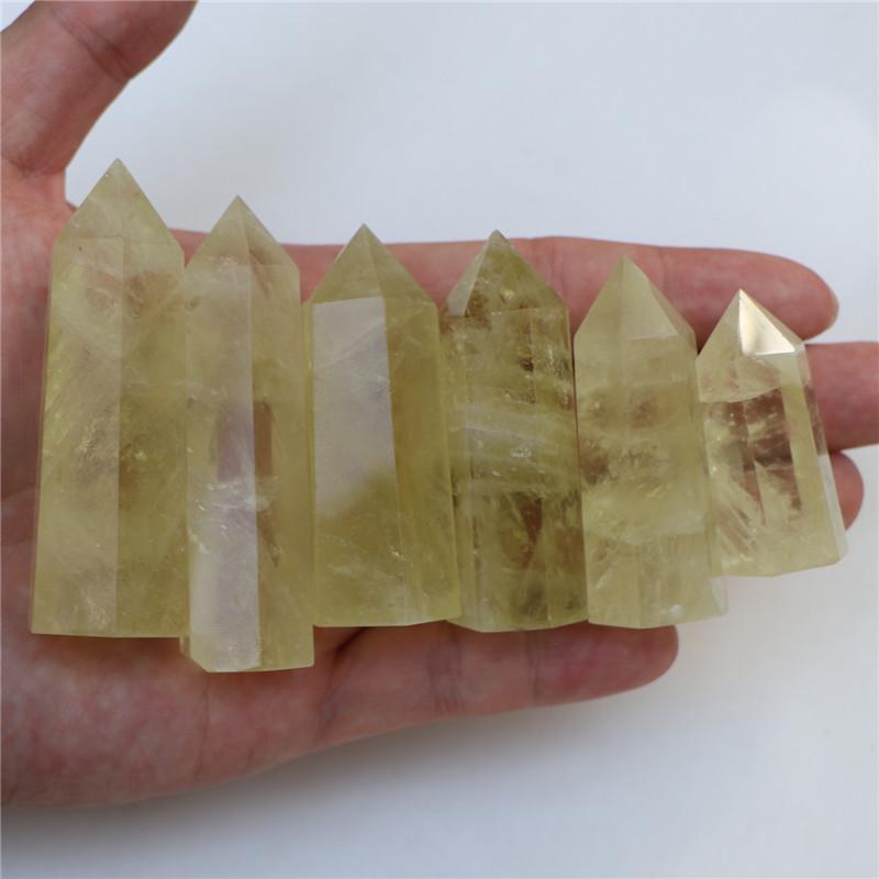 Yellow Hexagonal Crystal Prism Column