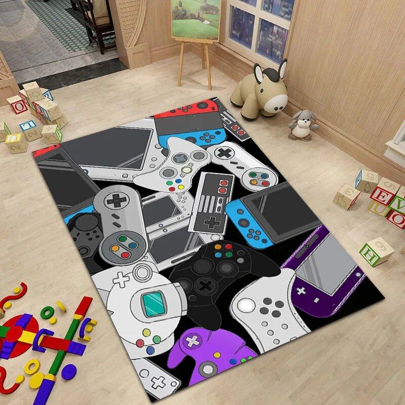 Fade Resistant 3D Game Carpet Non-Slip Soft Sofa Bedside Rug Washable Boys Bedroom Living Room Floor Mat Home Decor Gamer Gift