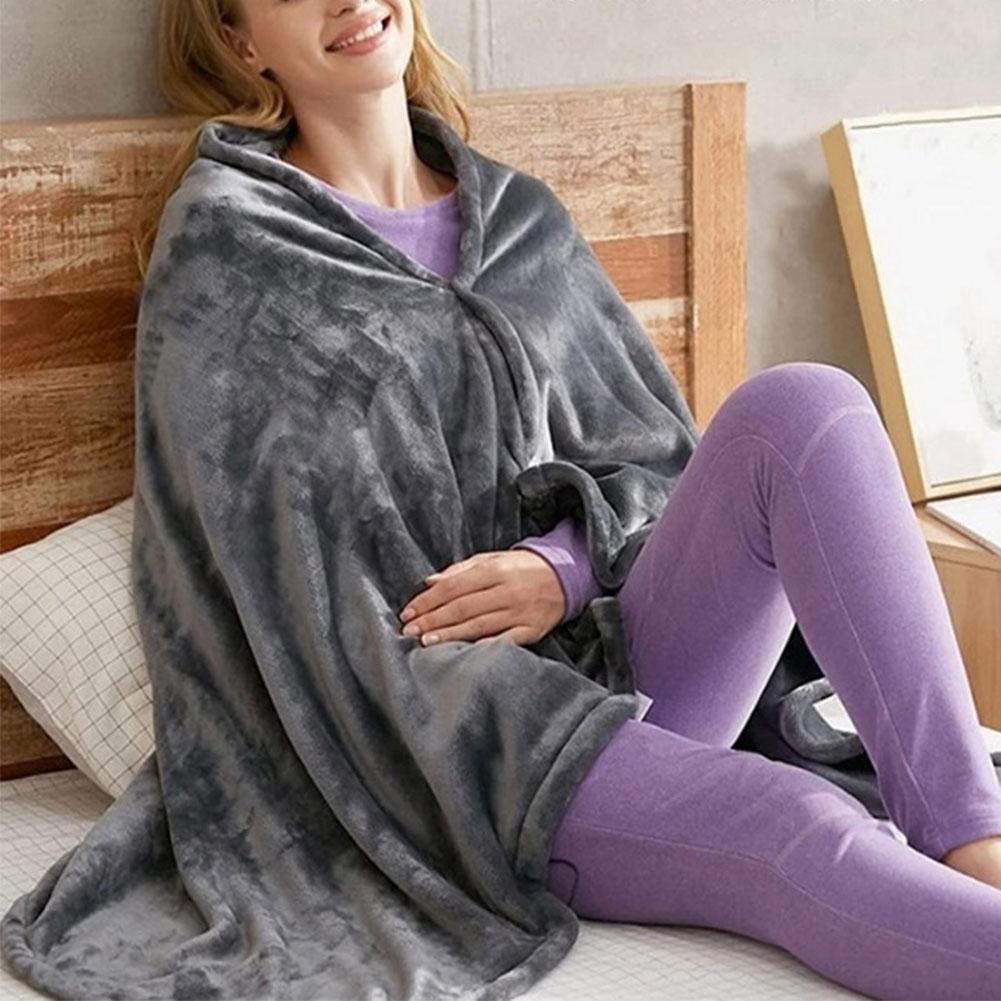 1/2PCS USB Electric Heated Blanket 3 Heating Levels Fleece Heated Blanket Wearable Heated Blanket Cape for Household and Office