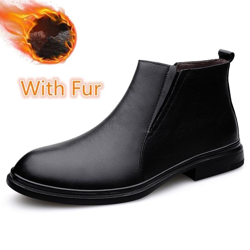 Fashion New Genuine Leather Men's Chelsea Boots Fashion Versatile Ankle Boots Business High Top Casual Shoes British Style Male Botas