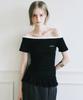 Nigaennikol Off-Shoulder Frill Half Top_Black