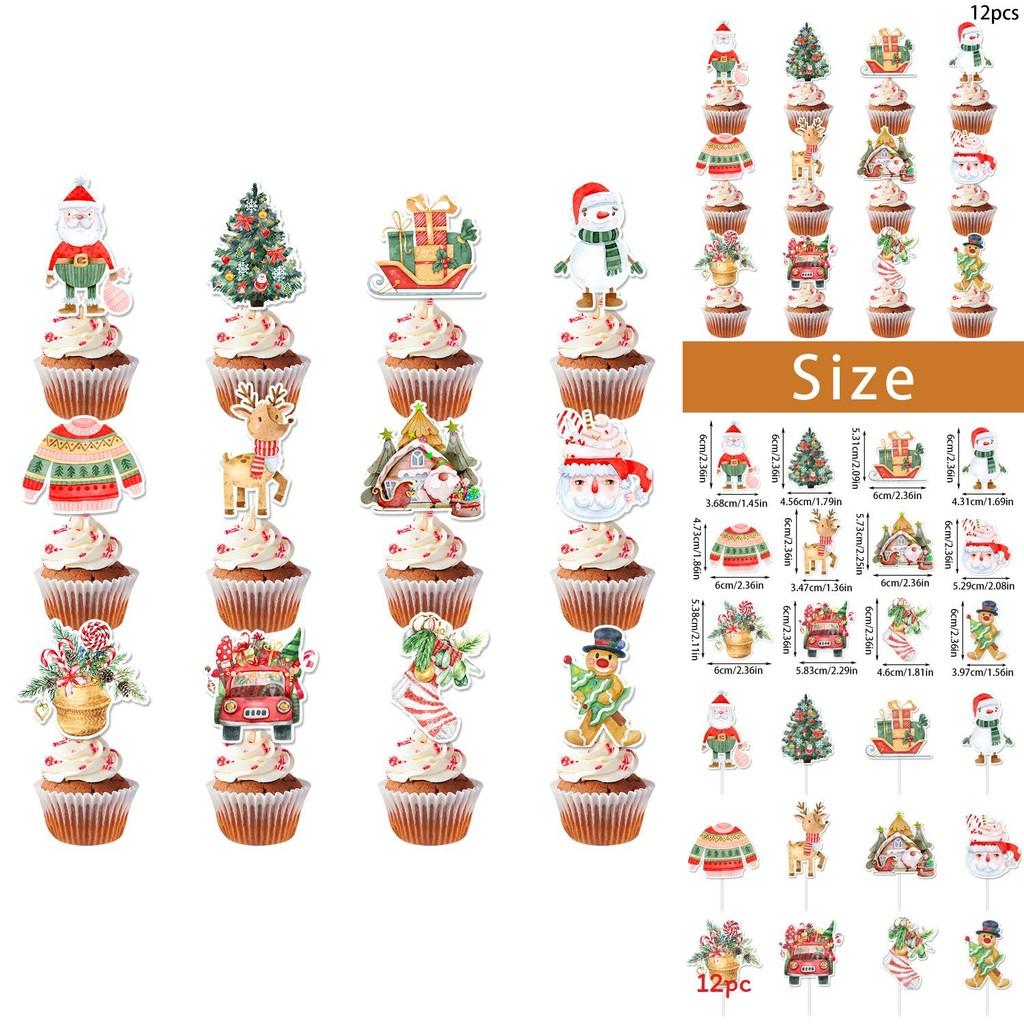 Christmas Party Cake Insert Flags With Retro Style For Holiday Celebration Decor