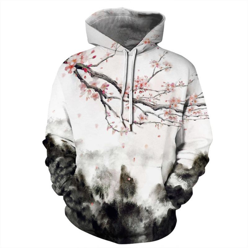 Treillis Vortex japonais grande vague au large de Kanagawa fleur de prunier impression 3D hommes vestes à capuche femmes sweat à capuche pull vêtements S-3XL