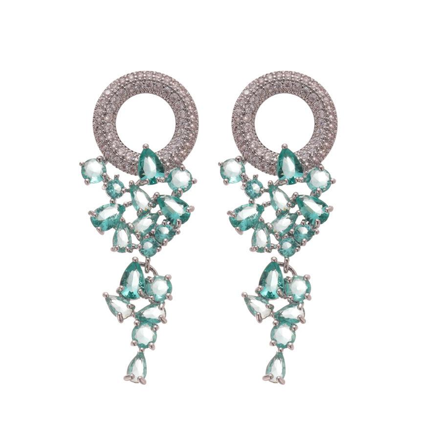 Franse Hofstijl Zilveren Naald Zirkonia Rechthoekige Oorbellen Exquise Lichte Luxe High-end Stud Oorbellen Overdreven Oorbellen Vrouwen