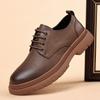 Leren schoenen heren 2025 lage top Britse stijl heren ronde neus grote neus werkschoenen platform casual derby schoenen