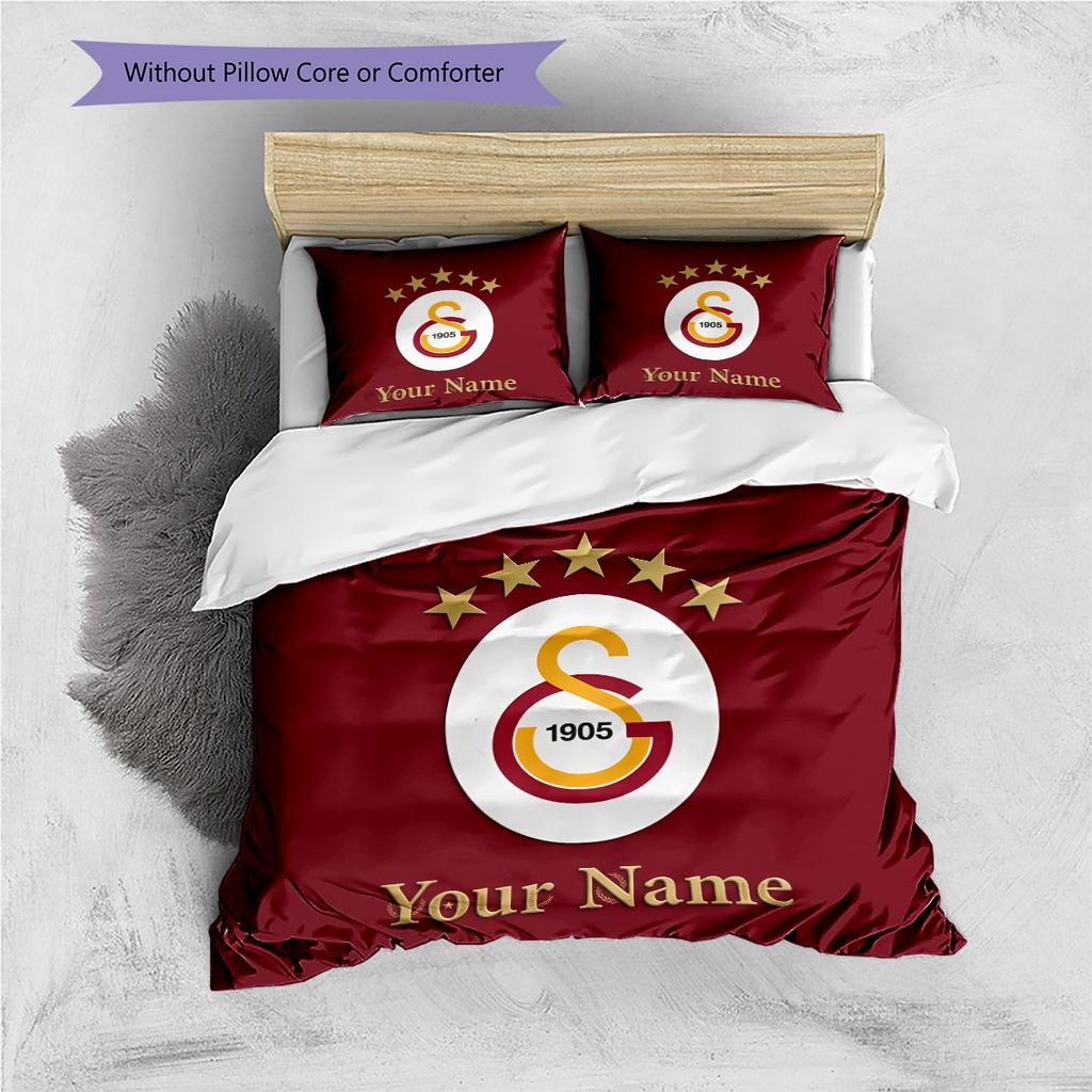 Custom Name Galatasaray Pride Bedding,Quilt Set Quilt Cover Pillowcase Home Birthday Gift (1 * Duvet Cover + 2 * Pillowcase, Without Core)