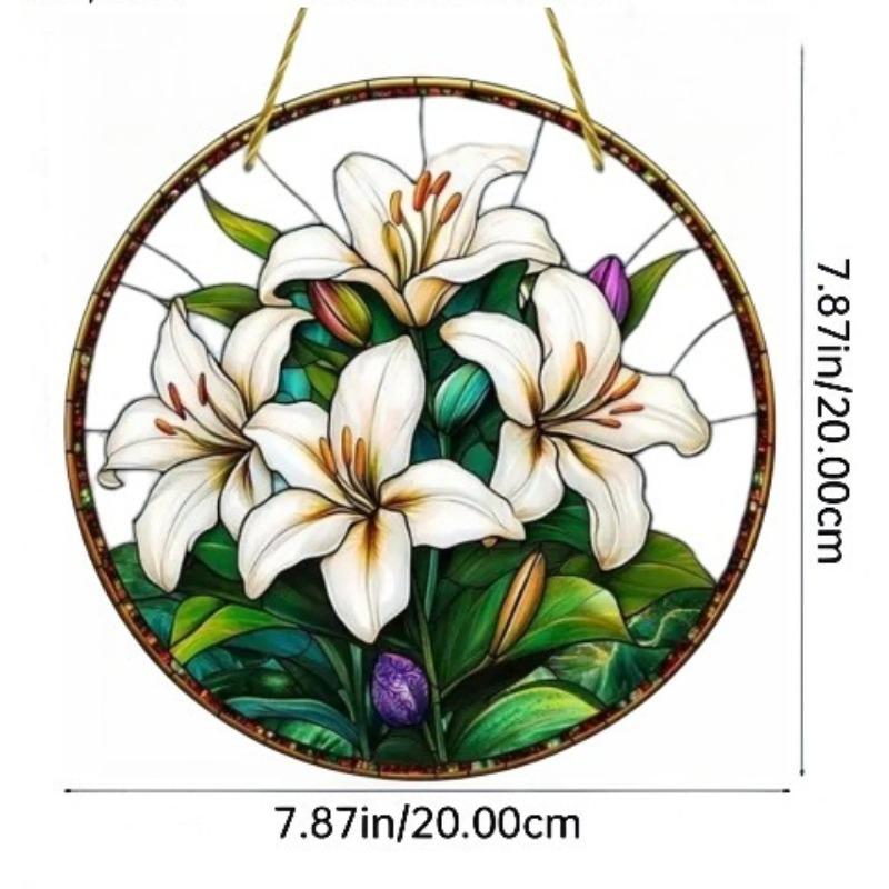 2D Flat Plants Flowers Round Acrylic Decoration Sign, Tulip, Home Decor Plaque Hanging Wall Art Decorative Garden Decoration for Room Door Signs Hangi