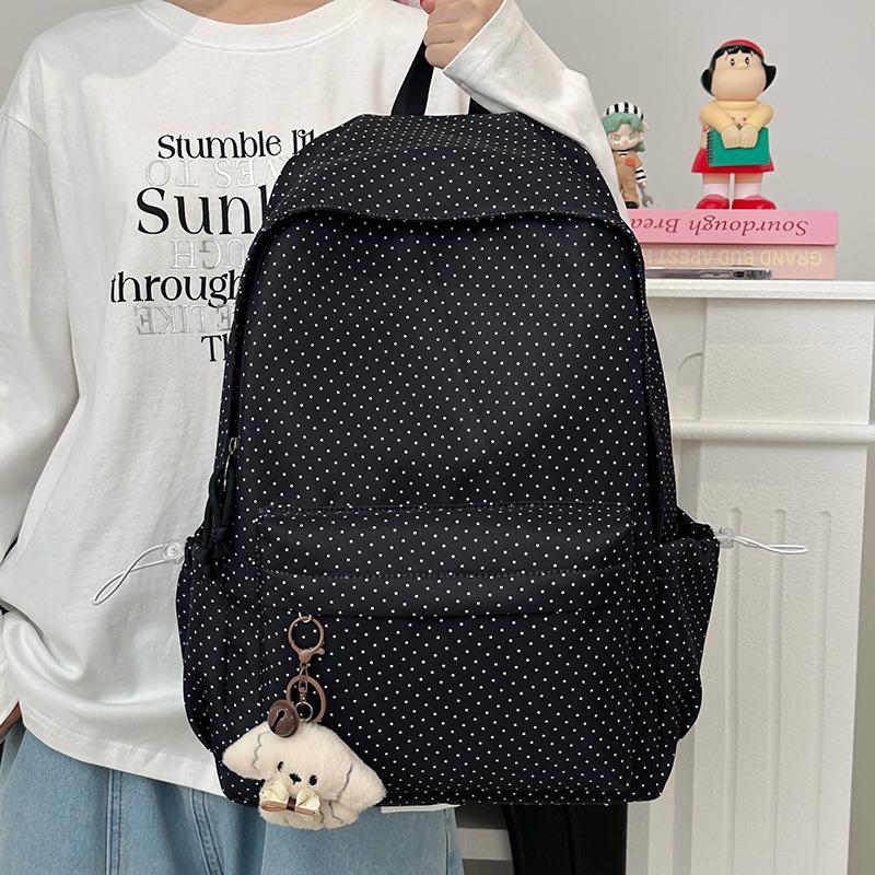 Schoolbag Japanese ins Small Fresh Backpack Female Polka Dot Mori Junior High School Student Large Capacity Backpack Student School Bag Wholesale