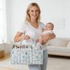 Blumenmuster Stepp Windeltaschen Stoff Aufbewahrungskorb Blumenmuster Baby Windel Organizer mit Griffen und herausnehmbaren Trennwänden für Kinderzimmer Auto Schlafzimmer Aufbewahrung