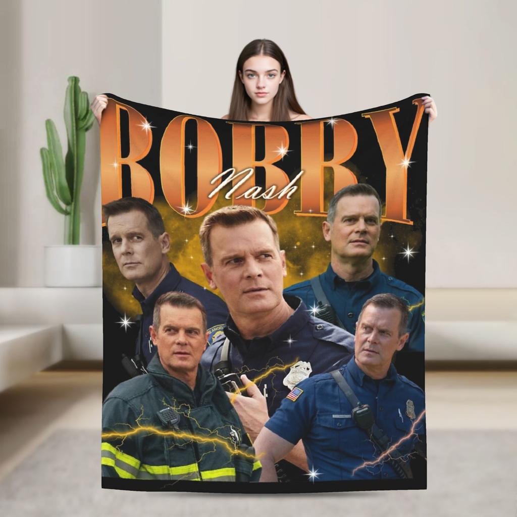 Bobby Nash 9-1-1 Feuerwehrmann Decke Fleece Druck Multifunktionale Super Warme Überwurfdecken für Zuhause Sofa Teppich Stück