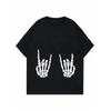 Zwartloszittend T-shirt Skelet Handen Rockteken Print Casual Halloweenfeest Kleding