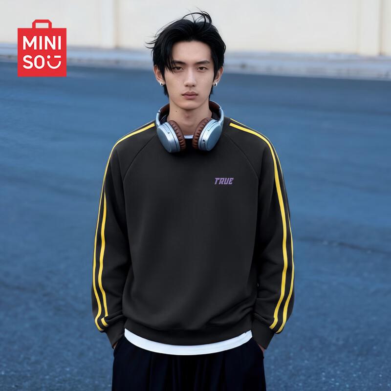 MINISO Men's American Striped Pullover Sweatshirt Z