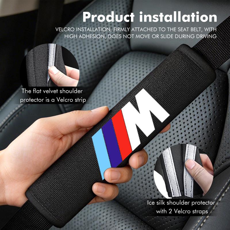 Adjustable Plush Pad Car Seat Safety Belt Cover Shoulder Protect For BMW 1 3 5 7 Series M F01 F20 F10 F13 E52 E53 E60 E93 VR7
