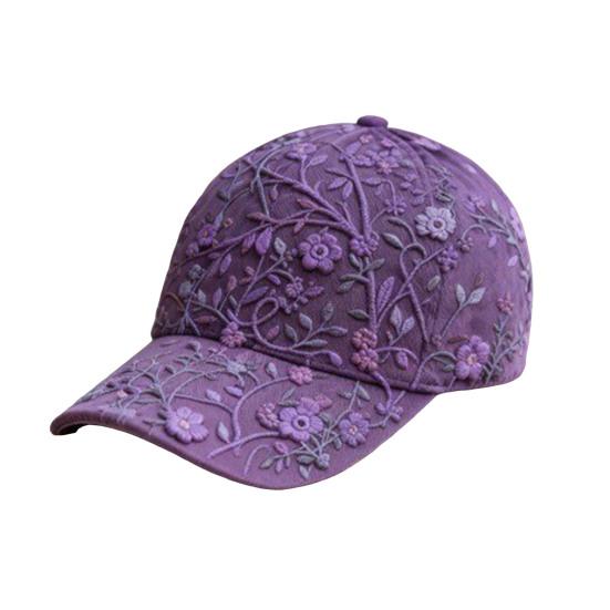 Baseball Hat Embroidery Flower Pattern 3D Printing Retro Sun Protection Summer Cap Hiking Outings