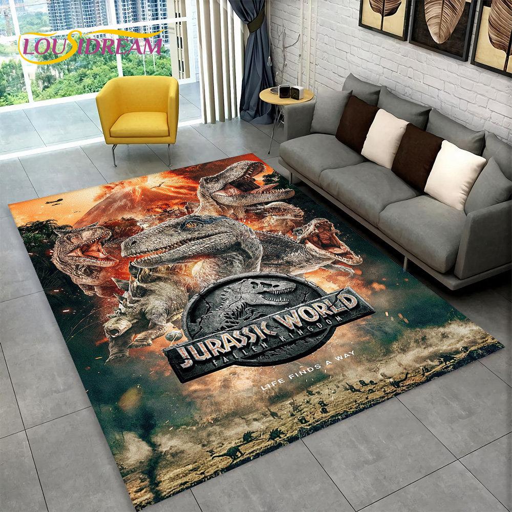 3D Cartoon Jurský park Dinosauří Koberec velký,Koberec do obývacího pokoje Ložnice Sofa Rohožka Dekor,Dětská protiskluzová podložka na podlahu