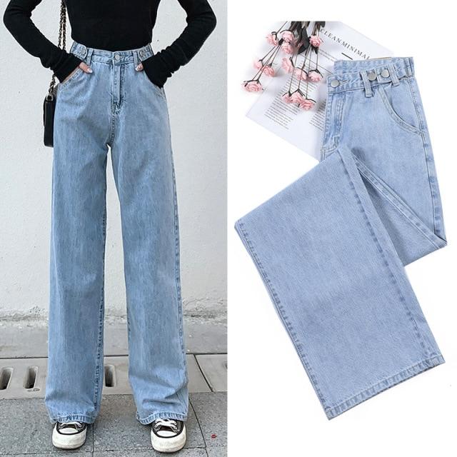 Streetwear High Waist Women's Fashion Jeans Woman Girls Women Wide Leg Pants Trousers Female Trousers Denim Bagge Mom Jeans