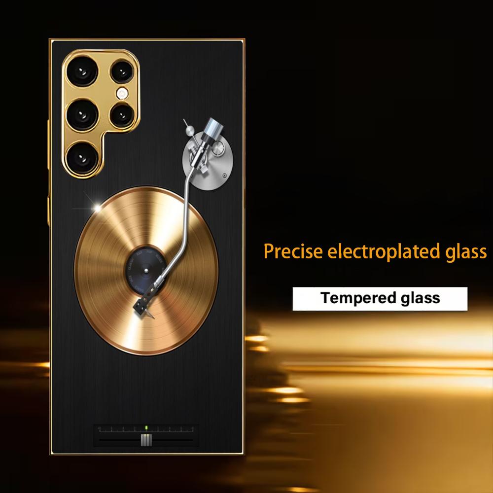 Music Atmosphere Simplicity High-end Electroplating Glass PhoneCase for Samsung Galaxy S26 S25 S24 S23 S22 S21 FE,Ultra,Plus