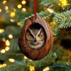 Acrylic Animal In Tree Trunk Christmas Hanging Ornaments Cute Bunny,Owl,Squirrel & Hedgehog Design Festive Pendant for Home Gift