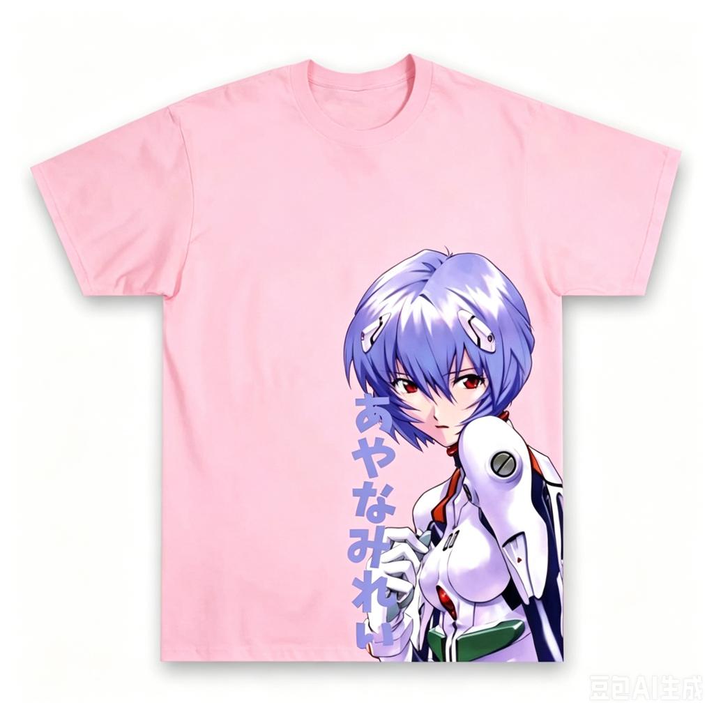 New Anime Gospel Four Seasons Retro Fabric Harajuku T-shirt, Daily Casual Style for Boys and Girls