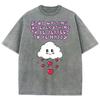 Cloud Love Print Sweetheart Women T-Shirt Wash Oversized Unisex Couple Short Sleeve Y2K Cute Girl Clothes Daily Top