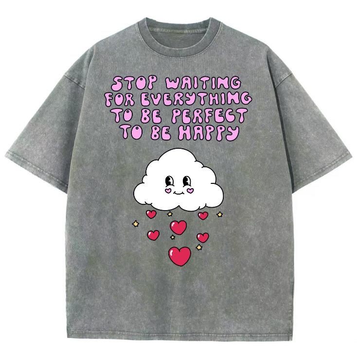 Cloud Love Print Sweetheart Women T-Shirt Wash Oversized Unisex Couple Short Sleeve Y2K Cute Girl Clothes Daily Top