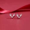 Sterling Zilver S925 Herten Gewei Stud Oorbellen voor Dames - Schattige Mini Herten Kerst 2024