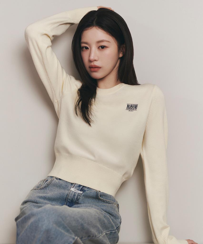 Malittepeulangsowajeobeo W Small Classic Logo Crop Knit Pullover Ivory